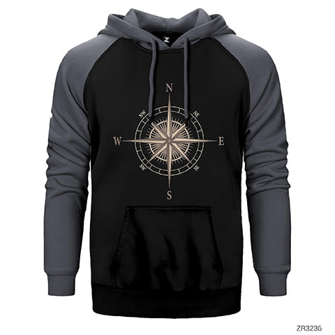 Pusula Çift Renk Reglan Kol Sweatshirt / Hoodie