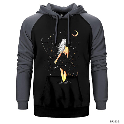 Surfer Girl Çift Renk Reglan Kol Sweatshirt / Hoodie