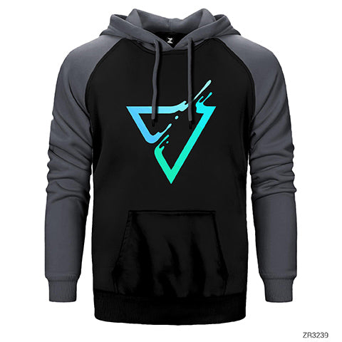 Triangle Logo Çift Renk Reglan Kol Sweatshirt / Hoodie