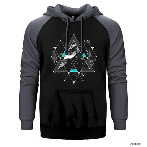 Triangle Space Çift Renk Reglan Kol Sweatshirt / Hoodie