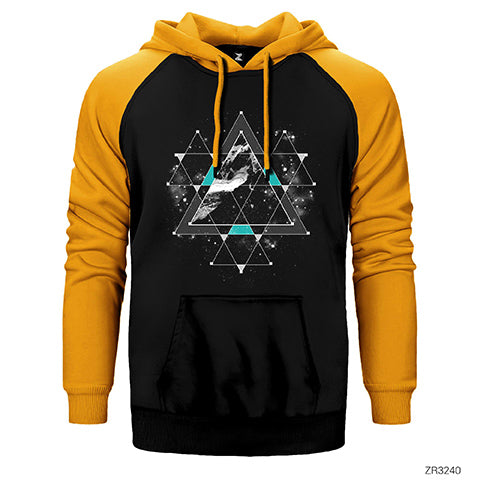 Triangle Space Çift Renk Reglan Kol Sweatshirt / Hoodie