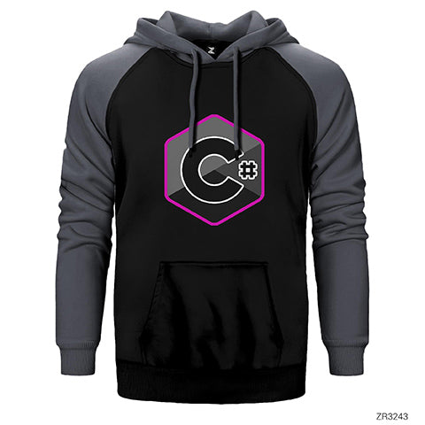 C Sharp Çift Renk Reglan Kol Sweatshirt / Hoodie
