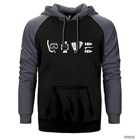 Dalgıç Diver Tools Çift Renk Reglan Kol Sweatshirt / Hoodie
