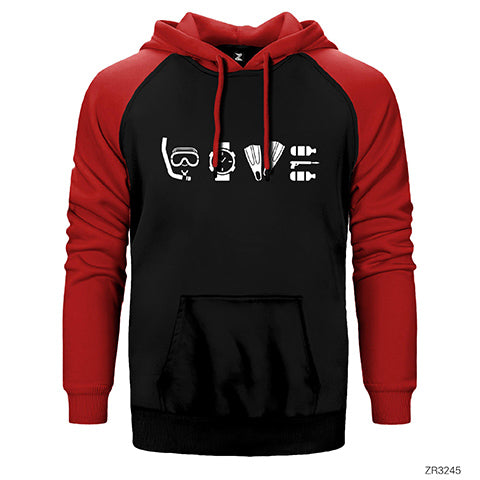 Dalgıç Diver Tools Çift Renk Reglan Kol Sweatshirt / Hoodie