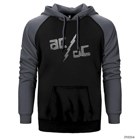 AC DC Sprayed Çift Renk Reglan Kol Sweatshirt / Hoodie