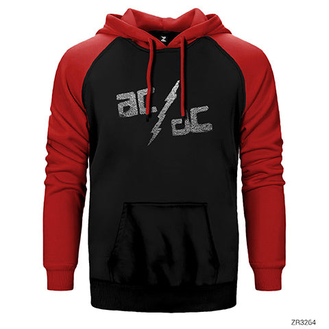 AC DC Sprayed Çift Renk Reglan Kol Sweatshirt / Hoodie