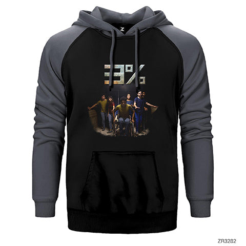 3% Percent Members Çift Renk Reglan Kol Sweatshirt / Hoodie