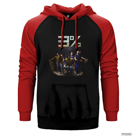 3% Percent Members Çift Renk Reglan Kol Sweatshirt / Hoodie