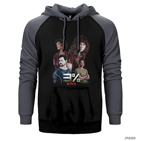 3% Percent Netflix Çift Renk Reglan Kol Sweatshirt / Hoodie