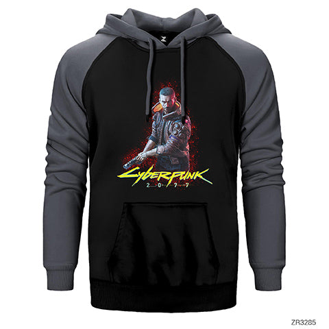 Cyberpunk 2077 Cyberman Çift Renk Reglan Kol Sweatshirt / Hoodie