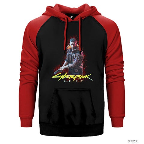 Cyberpunk 2077 Cyberman Çift Renk Reglan Kol Sweatshirt / Hoodie