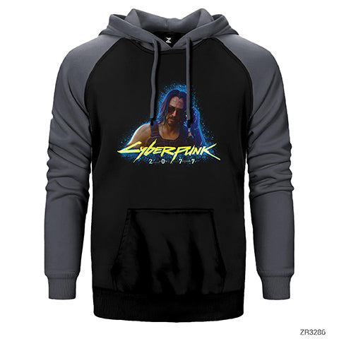 Cyberpunk 2077 Keanu Reeves Çift Renk Reglan Kol Sweatshirt / Hoodie