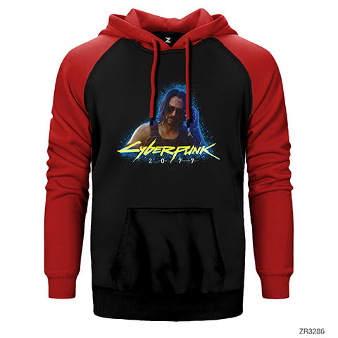 Cyberpunk 2077 Keanu Reeves Çift Renk Reglan Kol Sweatshirt / Hoodie