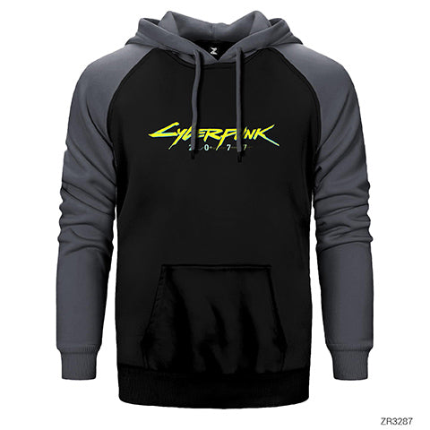 Cyberpunk 2077 Logo Çift Renk Reglan Kol Sweatshirt / Hoodie