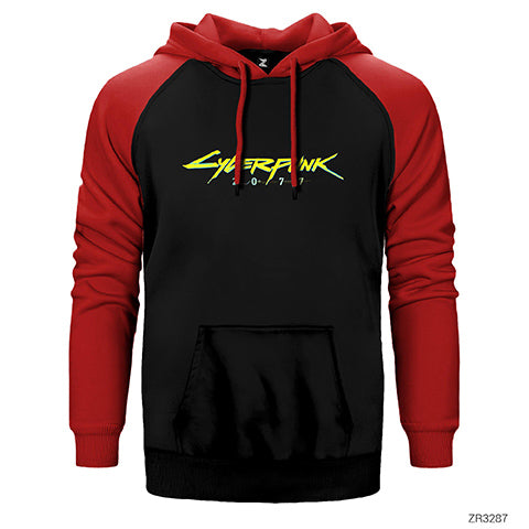 Cyberpunk 2077 Logo Çift Renk Reglan Kol Sweatshirt / Hoodie
