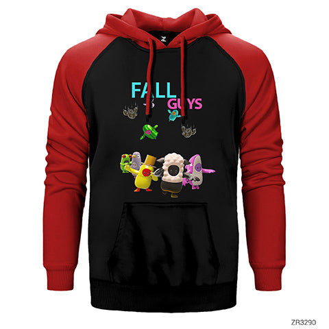 Fall Guys is Falling Çift Renk Reglan Kol Sweatshirt / Hoodie