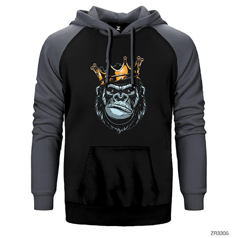 Gorilla King Çift Renk Reglan Kol Sweatshirt / Hoodie