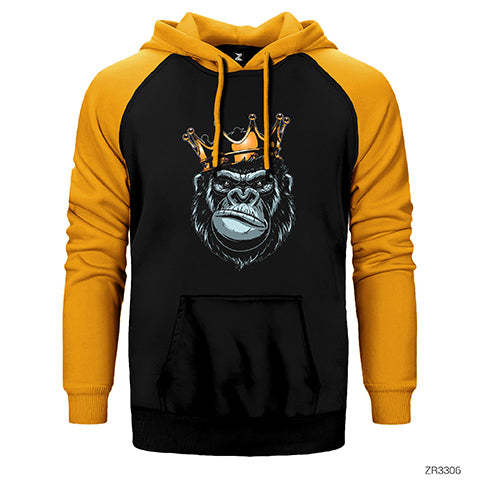 Gorilla King Çift Renk Reglan Kol Sweatshirt / Hoodie