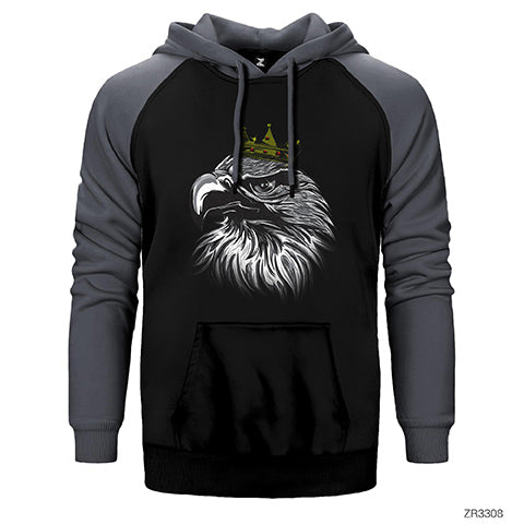 Kartal Kral Çift Renk Reglan Kol Sweatshirt / Hoodie