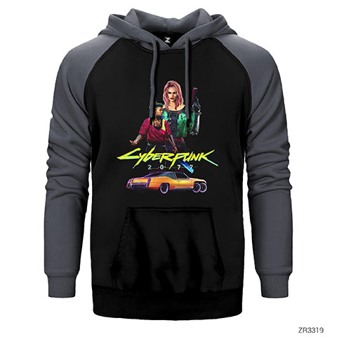 Cyberpunk Get Rich or Die Çift Renk Reglan Kol Sweatshirt / Hoodie