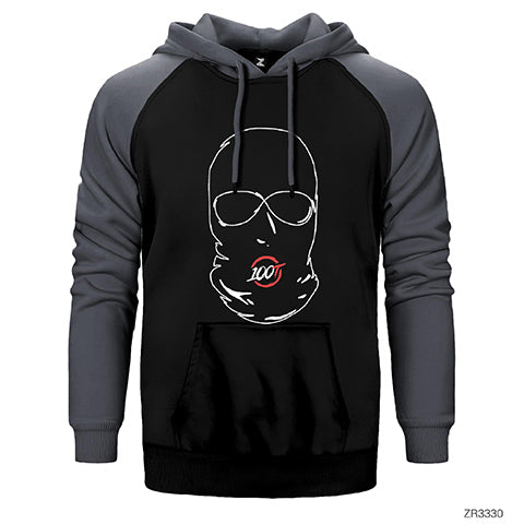 100 Thieves Mask Çift Renk Reglan Kol Sweatshirt / Hoodie