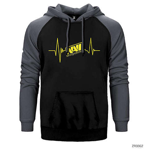 Natus Vircere Heart Rhythm Çift Renk Reglan Kol Sweatshirt / Hoodie