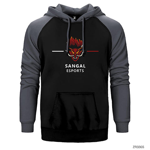 Sangal Line Çift Renk Reglan Kol Sweatshirt / Hoodie