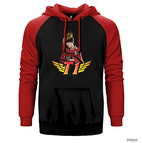 SKT T1 Faker Çift Renk Reglan Kol Sweatshirt / Hoodie