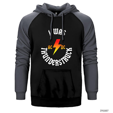 AC DC I Was Thunderstuck Çift Renk Reglan Kol Sweatshirt / Hoodie