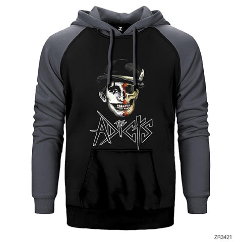 The Addicts Skull Çift Renk Reglan Kol Sweatshirt / Hoodie