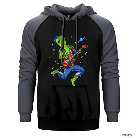 Alien Guitar Çift Renk Reglan Kol Sweatshirt / Hoodie