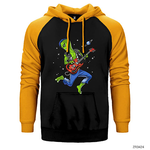 Alien Guitar Çift Renk Reglan Kol Sweatshirt / Hoodie