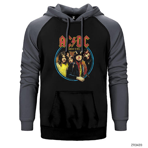 AC DC Highway to Hell Çift Renk Reglan Kol Sweatshirt / Hoodie