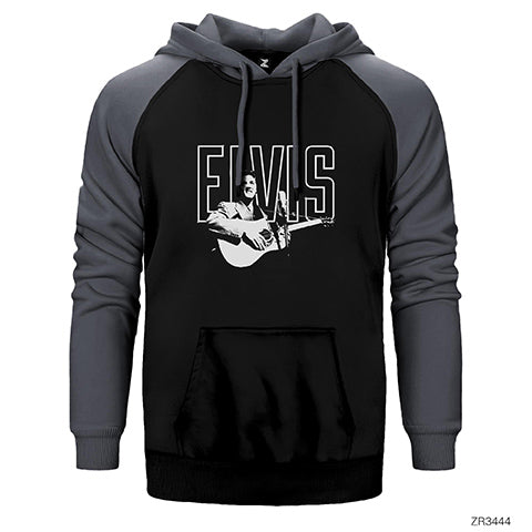 Elvis Presley Guitar Çift Renk Reglan Kol Sweatshirt / Hoodie