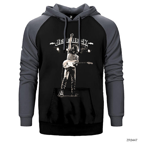 Jeff Back Gitar Çift Renk Reglan Kol Sweatshirt / Hoodie