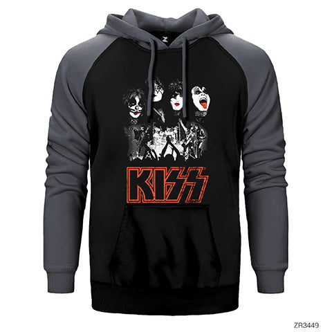 Kiss Rock the House Çift Renk Reglan Kol Sweatshirt / Hoodie