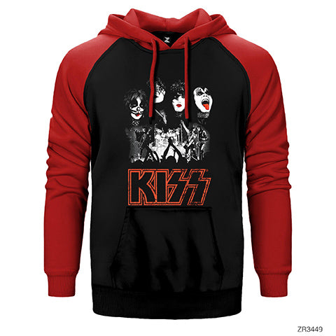 Kiss Rock the House Çift Renk Reglan Kol Sweatshirt / Hoodie