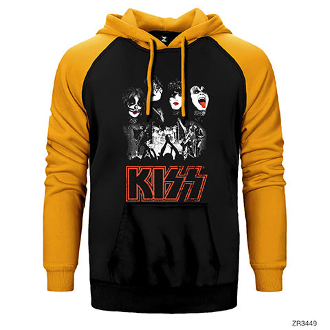 Kiss Rock the House Çift Renk Reglan Kol Sweatshirt / Hoodie