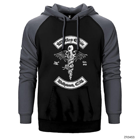 Mötley Crüe Hollywood Çift Renk Reglan Kol Sweatshirt / Hoodie