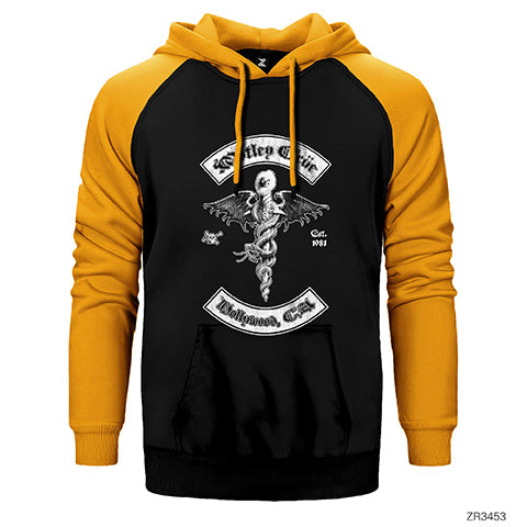 Mötley Crüe Hollywood Çift Renk Reglan Kol Sweatshirt / Hoodie