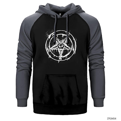 Pentagram Splash Çift Renk Reglan Kol Sweatshirt / Hoodie