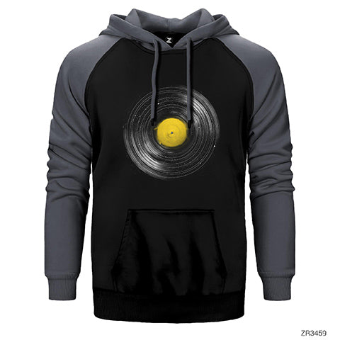 Vinyl Galaxy Çift Renk Reglan Kol Sweatshirt / Hoodie