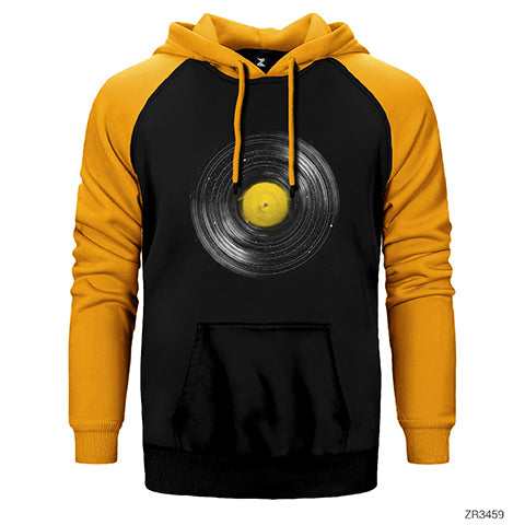 Vinyl Galaxy Çift Renk Reglan Kol Sweatshirt / Hoodie