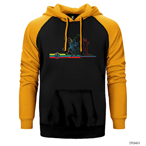 Avengers Kahramanlar Outline Çift Renk Reglan Kol Sweatshirt / Hoodie