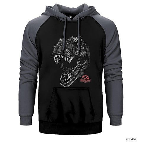 Jurassic Park Rex Çift Renk Reglan Kol Sweatshirt / Hoodie