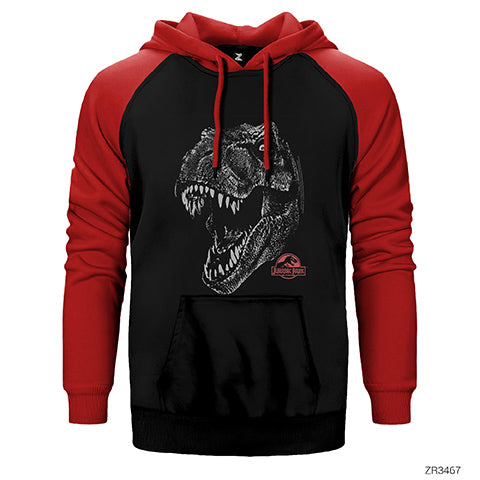 İndirimli Jurassic Park Rex Kırmızı Renk Reglan Kol Sweatshirt / Hoodie