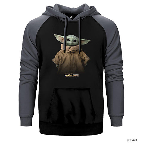 Yoda Baby The Mandalorian Çift Renk Reglan Kol Sweatshirt / Hoodie