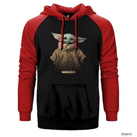 Yoda Baby The Mandalorian Çift Renk Reglan Kol Sweatshirt / Hoodie