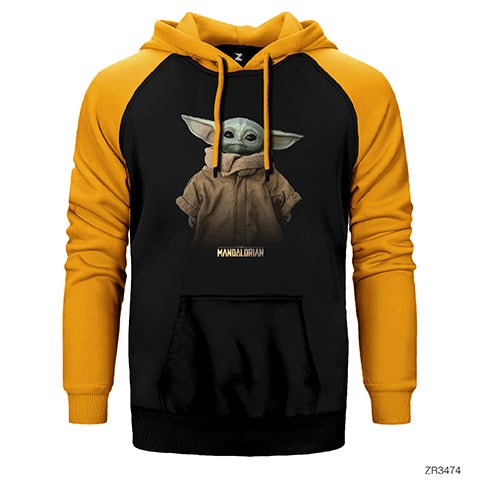 Yoda Baby The Mandalorian Çift Renk Reglan Kol Sweatshirt / Hoodie