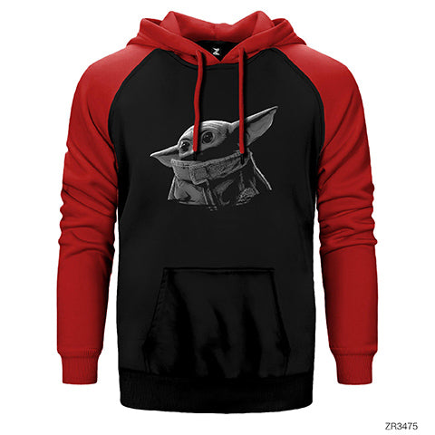 Yoda BW Çift Renk Reglan Kol Sweatshirt / Hoodie